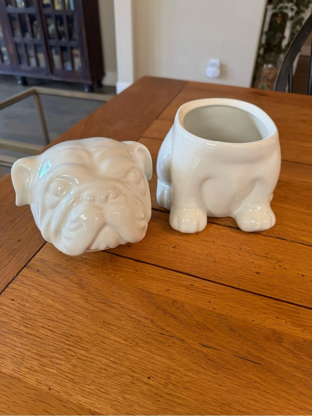 White Ceramic Bulldog Cookie Jar